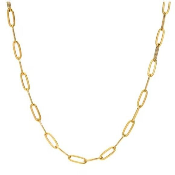 Layering Gold Paperclip Chain Necklace Versatile Waterproof Jewelry for Everyday - Picture 2 of 11